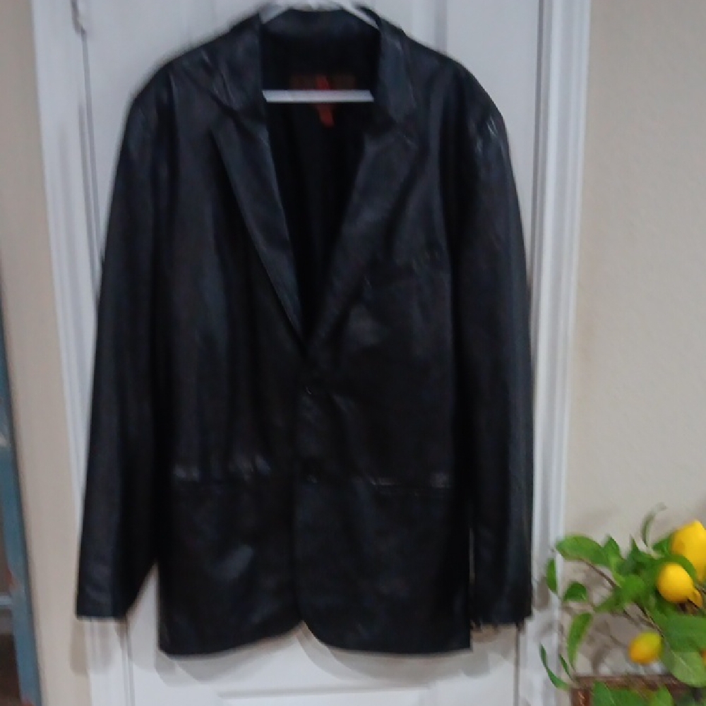 Vintage Danier Black Italian Leather Blazer Jacket - Men's XL (Made in Canada)